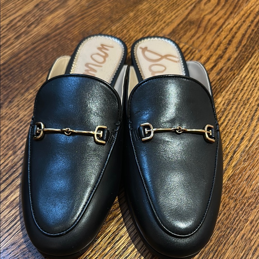 Sam Edelman Black Slip-On Loafers with Horsebit Detail